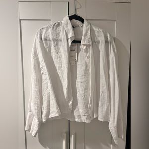 Zara linen cropped button up